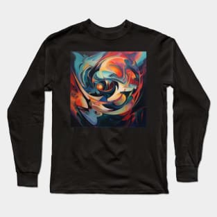 Minimalistic Geometric Patterns in an Abstract Oil Painting Long Sleeve T-Shirt